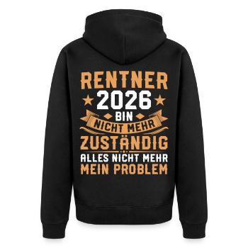 Retirement No longer responsible - Pensioners 2026 - Unisex Premium Organic Zip Hoodie - black - Back - Nico (187cm)