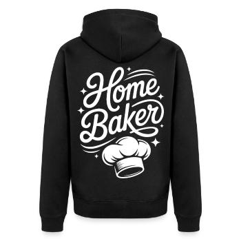 Home Baker – Küchenchef Design - Unisex Premium Bio Zip Hoodie - Schwarz - Hinten - Nico (187cm)