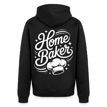 Home Baker Motiv — Küchenchef Script - Unisex Premium Bio Zip Hoodie - Schwarz - Hinten - Nico (187cm)