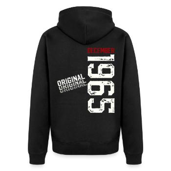 60e anniversaire Original Décembre Millésime 1965 - Veste à capuche bio Premium Unisexe - noir - Dos - Nico (187cm)