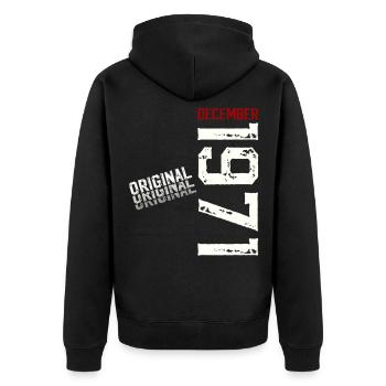 54e anniversaire Original décembre Né en 1971 - Veste à capuche bio Premium Unisexe - noir - Dos - Nico (187cm)