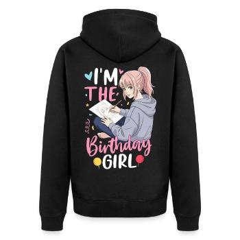 Je suis la fille d’anniversaire - Veste à capuche bio Premium Unisexe - noir - Dos - Nico (187cm)