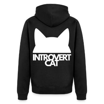 Introvertierte Katzensilhouette - Unisex Premium Bio Zip Hoodie - Schwarz - Hinten - Nico (187cm)
