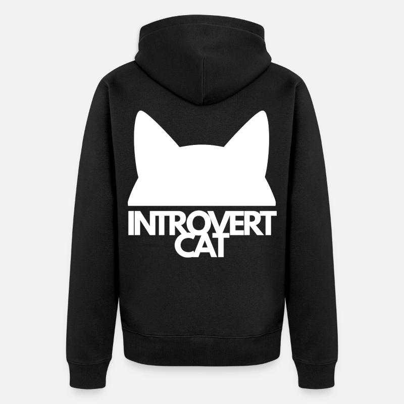 Chat Introvert Silhouette - Veste à capuche bio Premium Unisexe - noir