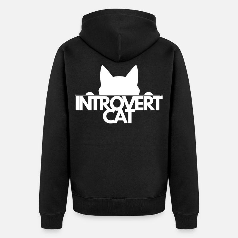 introvert Cat Silhouette - Veste à capuche bio Premium Unisexe - noir