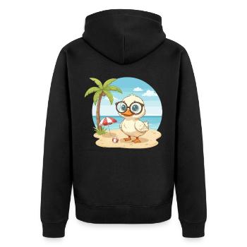 Süße Ente mit Brille Strandsommerurlaub - Unisex Premium Bio Zip Hoodie - Schwarz - Hinten - Nico (187cm)