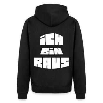 Ich Bin Raus - Unisex Premium Bio Zip Hoodie - Schwarz - Hinten - Nico (187cm)