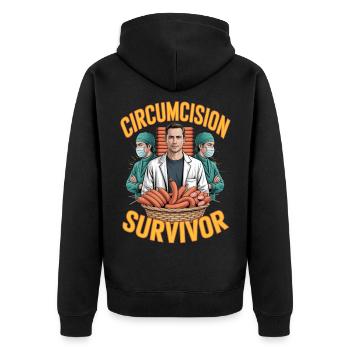 Survivant de la circoncision contrefaite inportable - Veste à capuche bio Premium Unisexe - noir - Dos - Nico (187cm)