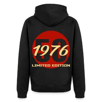1976 Limited Edition 50th Birthday Vintage - Unisex Premium Organic Zip Hoodie - black - Back - Nico (187cm)