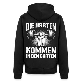 Weightlifters THE TOUGH ONES COME INTO THE GARDEN - Unisex Premium Organic Zip Hoodie - black - Back - Nico (187cm)