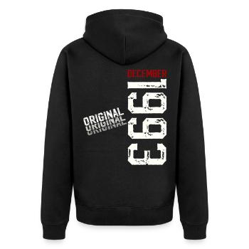 32e anniversaire Original décembre Né en 1993 - Veste à capuche bio Premium Unisexe - noir - Dos - Nico (187cm)
