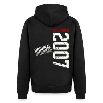 18th Birthday Original December Vintage 2007 - Unisex Premium Organic Zip Hoodie - black - Back - Nico (187cm)