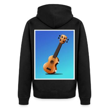 Cartoon Akustikgitarren-Poster - Unisex Premium Bio Zip Hoodie - Schwarz - Hinten - Nico (187cm)