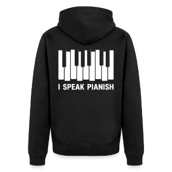 I Speak Pianish - Unisex Premium Organic Zip Hoodie - black - Back - Nico (187cm)