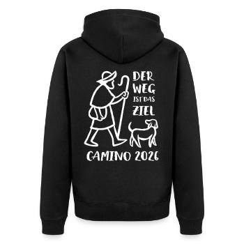 Buen Camino 2026 | The Camino de Santiago The journey is the goal - Unisex Premium Organic Zip Hoodie - black - Back - Nico (187cm)