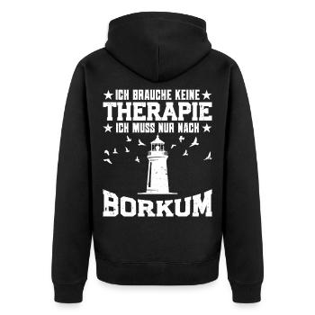 Borkumer N’A PAS BESOIN DE THÉRAPIE SEULEMENT APRÈS - Veste à capuche bio Premium Unisexe - noir - Dos - Nico (187cm)