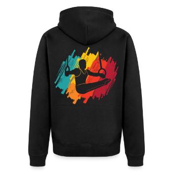 Gymnasts Retro Gymnastics Ring Gymnastics Gymnastics - Unisex Premium Organic Zip Hoodie - black - Back - Nico (187cm)