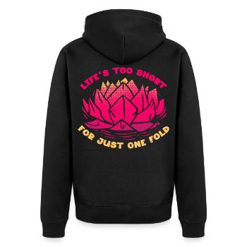 Origami Life's Too Short For Just One Fold - Unisex Premium Organic Zip Hoodie - black - Back - Nico (187cm)