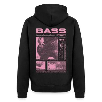 Bassgitarrenliebhaber Bassist Streetwear - Unisex Premium Bio Zip Hoodie - Schwarz - Hinten - Nico (187cm)