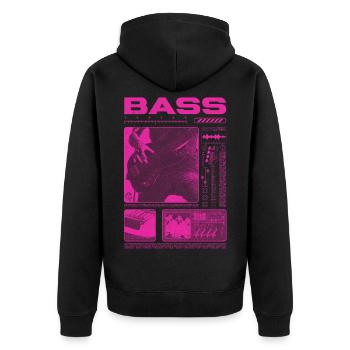 Bassgitarrenliebhaber Bassist Streetwear - Unisex Premium Bio Zip Hoodie - Schwarz - Hinten - Nico (187cm)