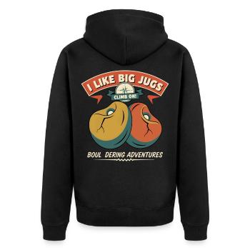 Climbing Bouldering Adventures Climb On - Unisex Premium Organic Zip Hoodie - black - Back - Nico (187cm)
