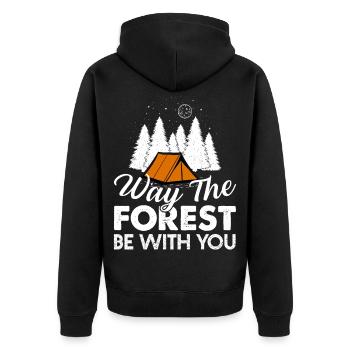 Camping Wilderness - Unisex Premium Organic Zip Hoodie - black - Back - Nico (187cm)