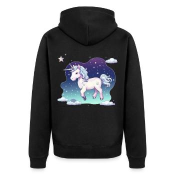 Licorne pastel Ciel étoilé - Veste à capuche bio Premium Unisexe - noir - Dos - Nico (187cm)