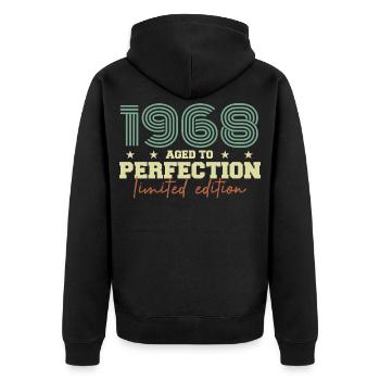 1968 - Unisex Premium Bio Zip Hoodie - Schwarz - Hinten - Nico (187cm)