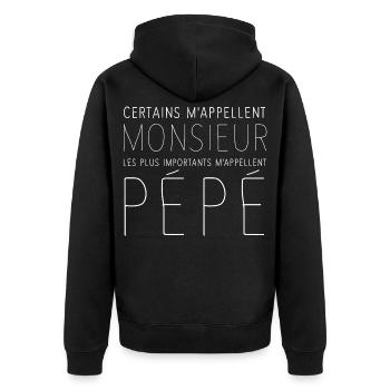 The most important ones call me Pépé - Unisex Premium Organic Zip Hoodie - black - Back - Nico (187cm)