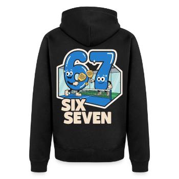 67 Six Seven meme Padel - Italian Funny - Unisex Premium Organic Zip Hoodie - black - Back - Nico (187cm)