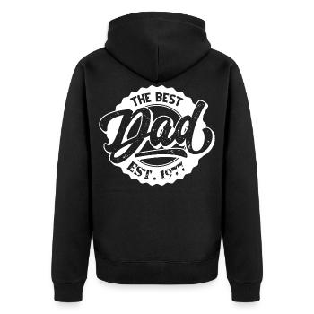 Le Meilleur Papa EST 1977 - Veste à capuche bio Premium Unisexe - noir - Dos - Nico (187cm)