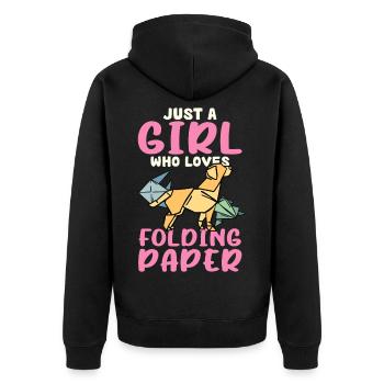 Mädchen liebt Origami-Papierkunst - Unisex Premium Bio Zip Hoodie - Schwarz - Hinten - Nico (187cm)