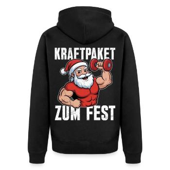 Santa Claus FORCE POUR LE FESTIN Fun - Veste à capuche bio Premium Unisexe - noir - Dos - Nico (187cm)