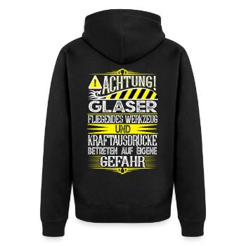 Glaser - Unisex Premium Bio Zip Hoodie - Schwarz - Hinten - Nico (187cm)