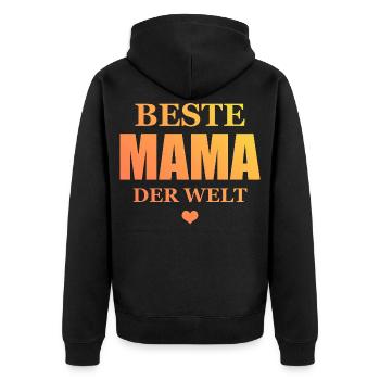 Beste Mama Der Welt - Unisex Premium Bio Zip Hoodie - Schwarz - Hinten - Nico (187cm)