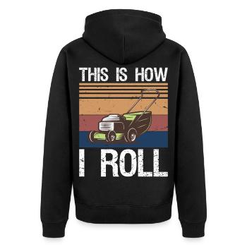 Funny Lawn Mower Mowing Riding Rider Toddler - Unisex Premium Organic Zip Hoodie - black - Back - Nico (187cm)