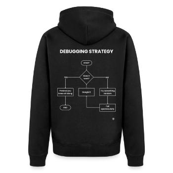 Debugging-Strategie-Flussdiagramm – Funktioniert es Geschenk - Unisex Premium Bio Zip Hoodie - Schwarz - Hinten - Nico (187cm)