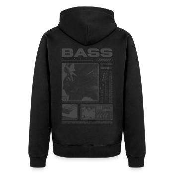 Bassgitarrenliebhaber Bassist Streetwear - Unisex Premium Bio Zip Hoodie - Schwarz - Hinten - Nico (187cm)