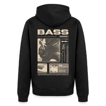 Bassgitarrenliebhaber Bassist Streetwear - Unisex Premium Bio Zip Hoodie - Schwarz - Hinten - Nico (187cm)