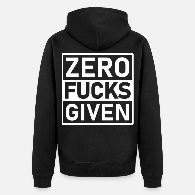 Zero Fucks Given Warnetikett - Unisex Premium Bio Zip Hoodie - Schwarz