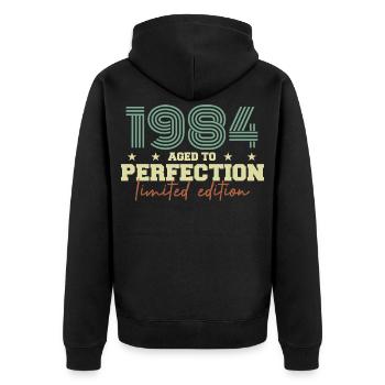 1984 - Unisex Premium Organic Zip Hoodie - black - Back - Nico (187cm)