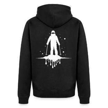 Skifahrer Wintersport Melting Ski - Unisex Premium Bio Zip Hoodie - Schwarz - Hinten - Nico (187cm)