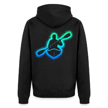 Kanu Paddelboot Kinder Herren Jungen Kajak - Unisex Premium Bio Zip Hoodie - Schwarz - Hinten - Nico (187cm)
