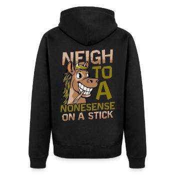 Anti Hobby Horsing Nonsense On A Stick - Unisex Premium Bio Zip Hoodie - Schwarz - Hinten - Nico (187cm)