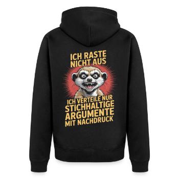 Erdmännchen stichhaltige Argumente Gag - Unisex Premium Bio Zip Hoodie - Schwarz - Hinten - Nico (187cm)