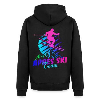 Après l’équipe de ski, sports d’hiver, vacances de ski, années 80 - Veste à capuche bio Premium Unisexe - noir - Dos - Nico (187cm)