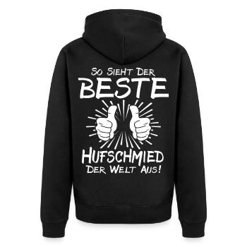 Bester Hufschmied - Unisex Premium Bio Zip Hoodie - Schwarz - Hinten - Nico (187cm)