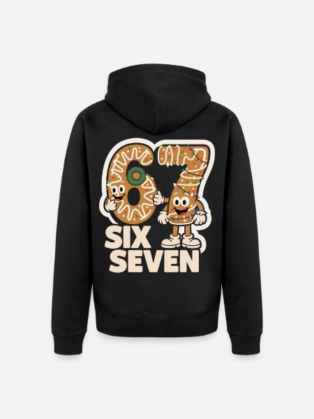 67 Six Seven 6-7 Lebkuchen Weihnachten Lustig - Premium økologisk unisex-hættejakke - sort