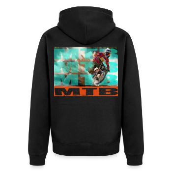 MTB Bike - Unisex Premium Bio Zip Hoodie - Schwarz - Hinten - Nico (187cm)