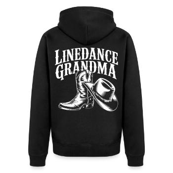 LineDance Oma - Unisex Premium Bio Zip Hoodie - Schwarz - Hinten - Nico (187cm)